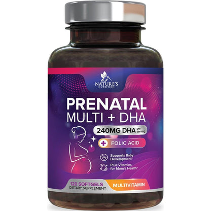 Natures Nutrition Prenatal Multivitamin with DHA front label view