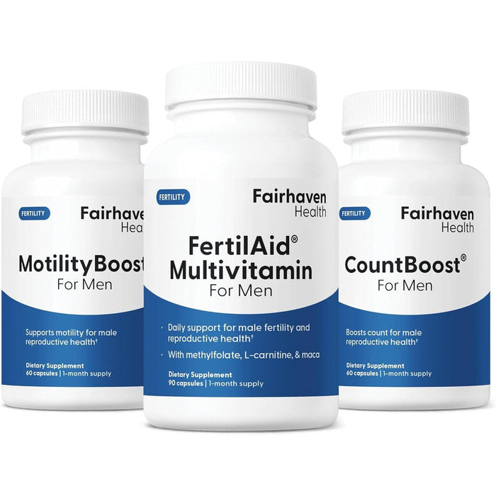 Fairhaven Health FertilAid supplement combo bottle front view for male fertility support