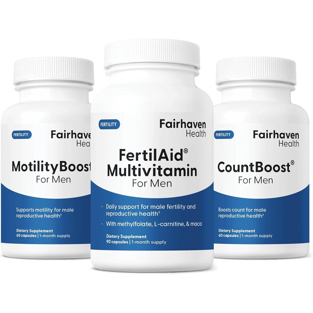 Fairhaven Health FertilAid MotilityBoost CountBoost bundle front view