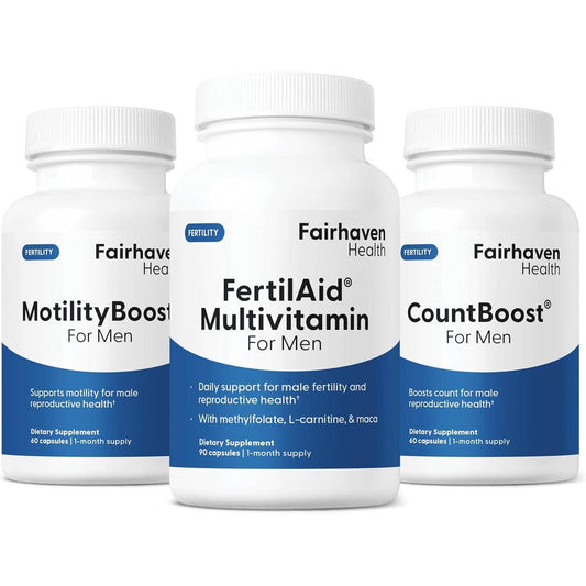 Fairhaven Health FertilAid MotilityBoost CountBoost bundle front view