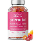 Mothers Promise prenatal vitamin gummies front view bottle with citrus flavor details