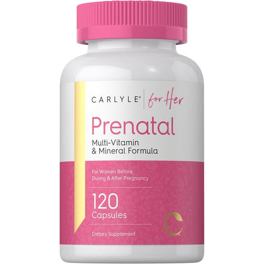 Carlyle Prenatal Vitamins 120 Capsules front view bottle
