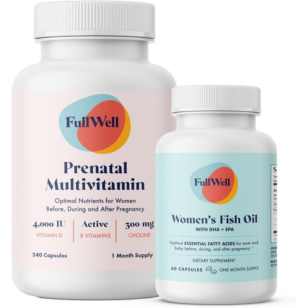 Fullwell Prenatal Essentials Multivitamin and Fish Oil front view bottle package