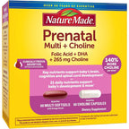 Nature Made Prenatal Vitamin Softgels And Choline Capsules front view