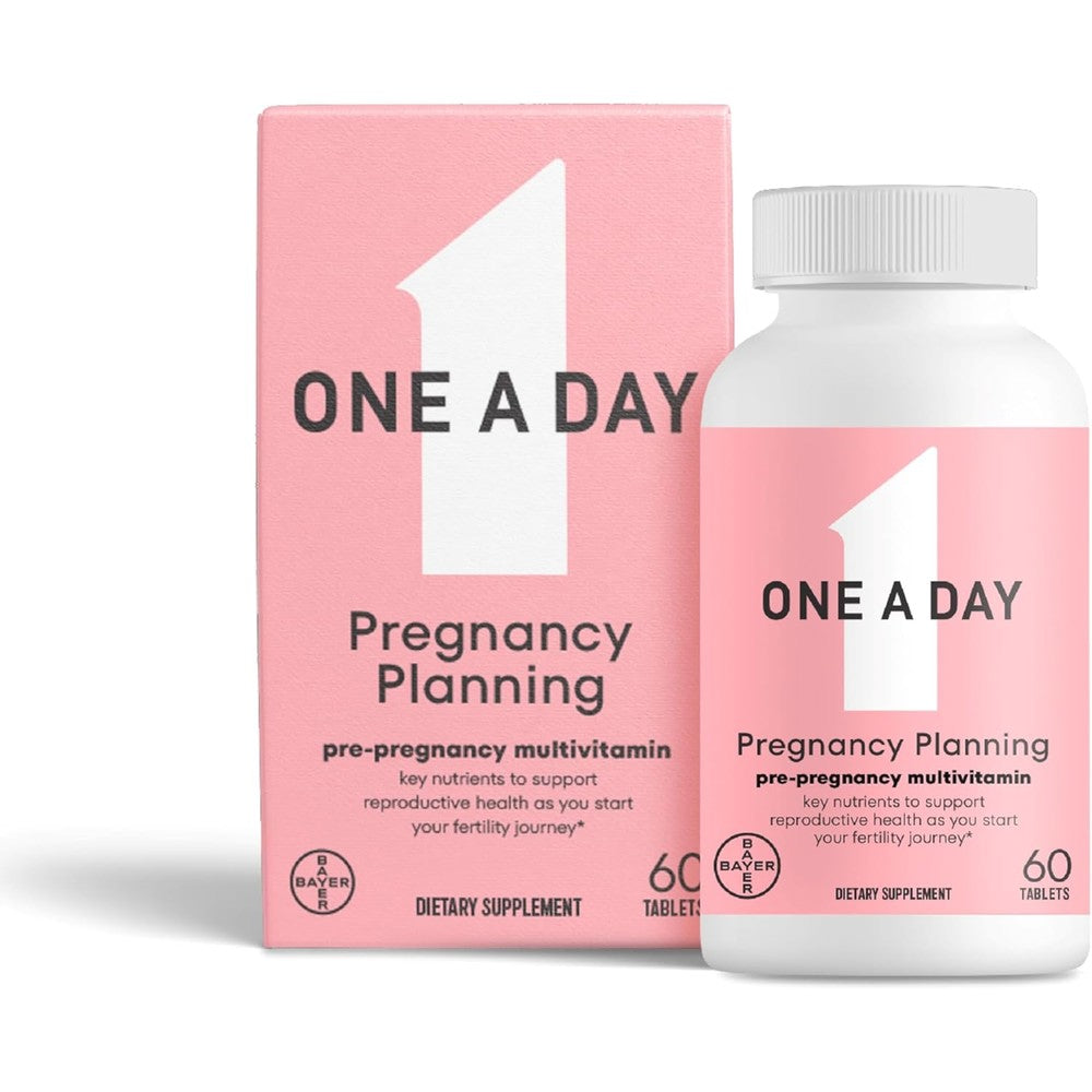One A Day Pregnancy Planning Prenatal Multivitamin front view bottle packaging