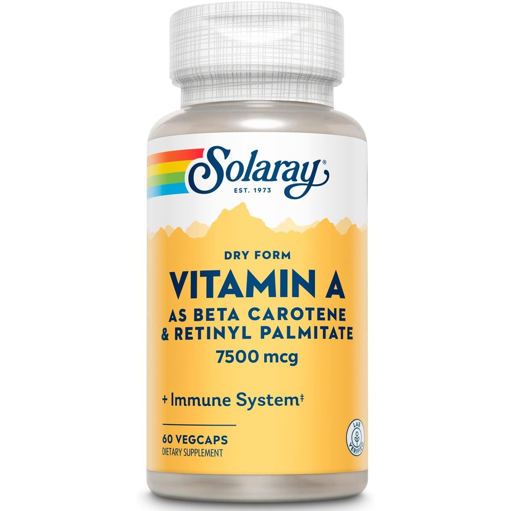 Solaray Dry Form Vitamin A front view supplement bottle