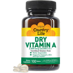 Country Life Dry Vitamin A tablets front bottle view