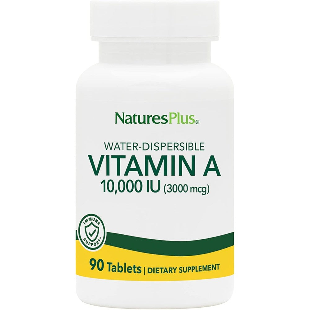 NaturesPlus Natural Vitamin A 10000 IU water dispersible tablets front bottle view