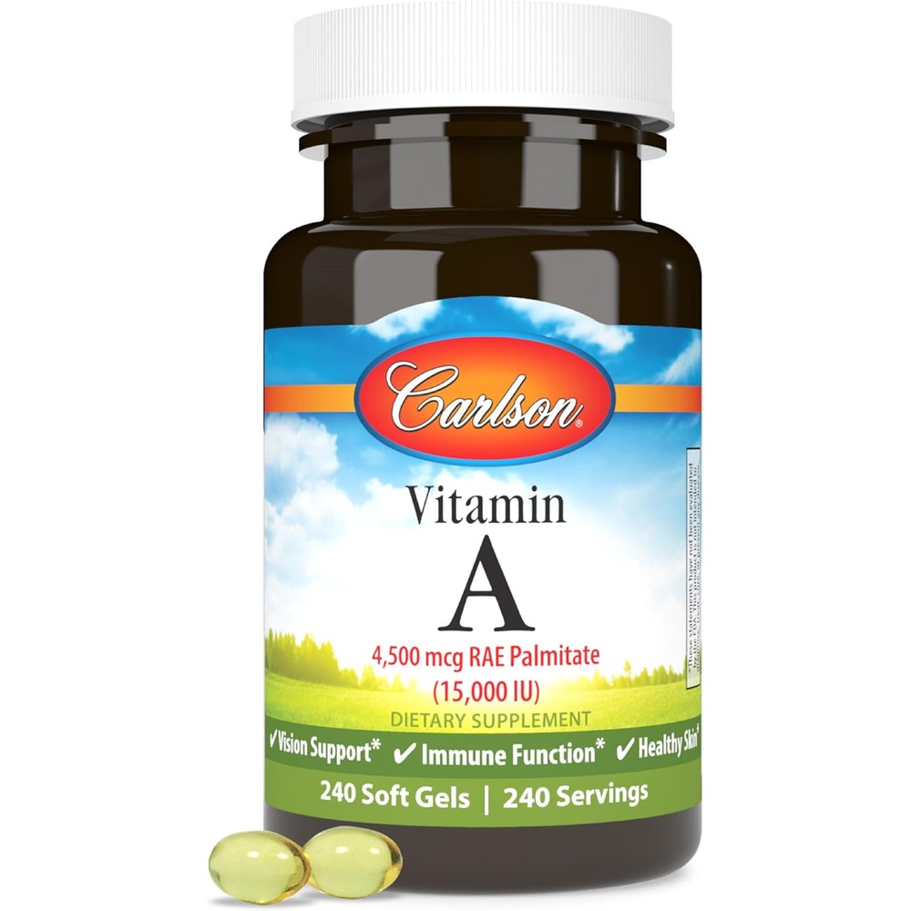 Carlson Vitamin A 15000 IU softgels front view bottle