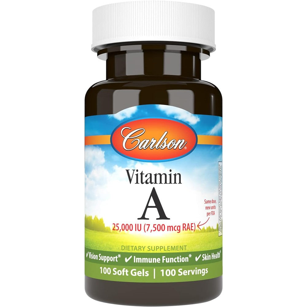 Carlson Vitamin A 25000 IU 100 softgels bottle front view