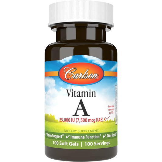Carlson Vitamin A 25000 IU 100 softgels bottle front view