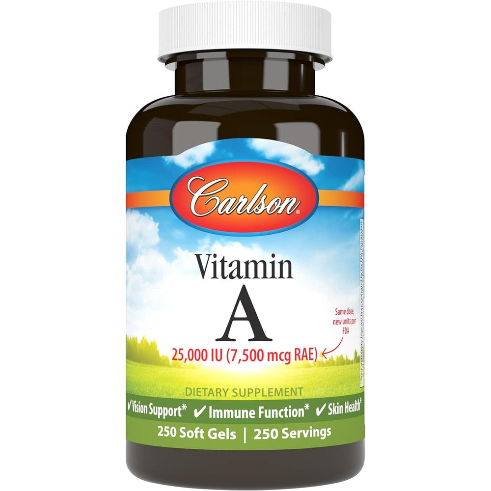 Carlson Vitamin A 25,000 IU front view bottle packaging