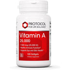 Protocol For Life Balance Vitamin A 25000 IU front view supplement bottle