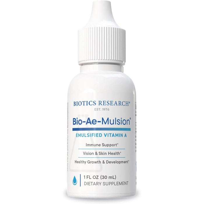 Biotics Research Bio Ae Mulsion front view of the liquid dietary supplement bottle.