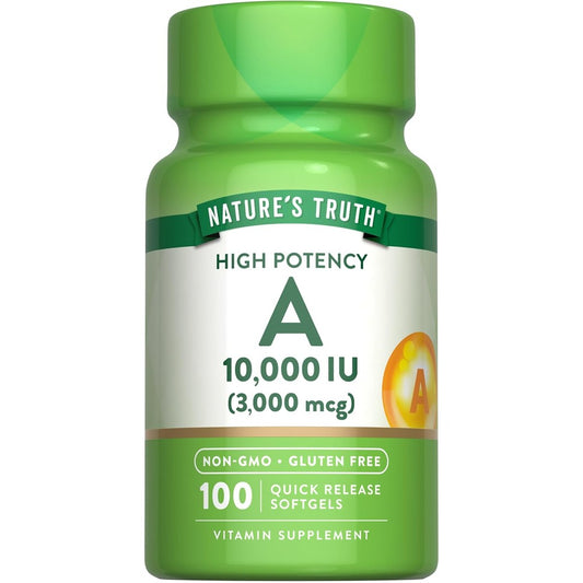 Nature's Truth Vitamin A 10000 IU softgel bottle front view
