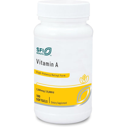 SFI Health Klaire Labs Vitamin A 25,000 IU bottle front view