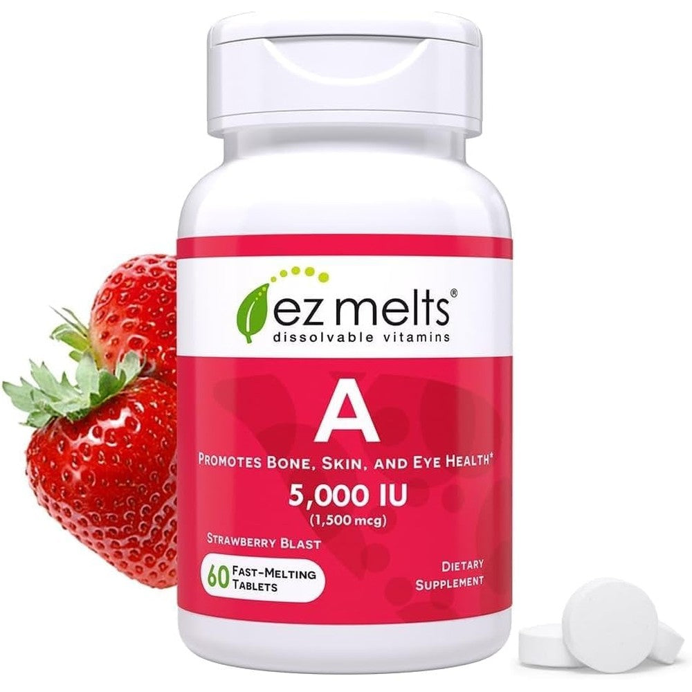 EZ Melts Vitamin A 5000 IU dissolvable tablets bottle front view