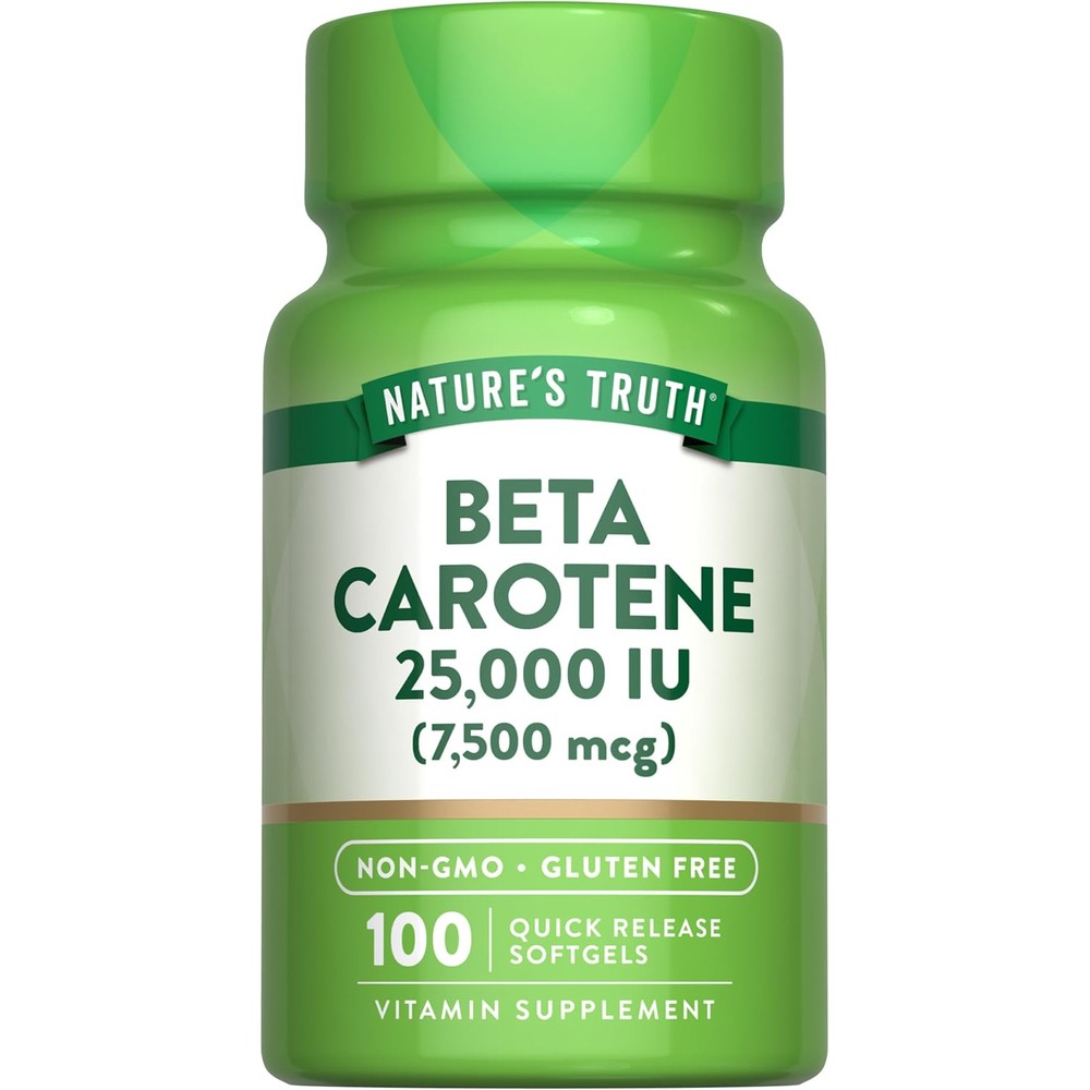 Nature's Truth Beta Carotene 25,000 IU softgels front bottle view