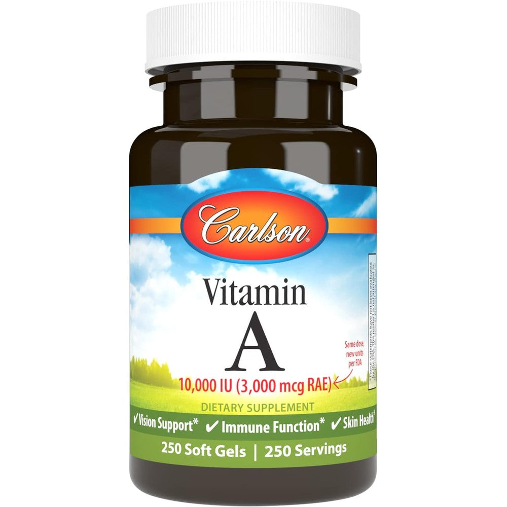 Carlson Vitamin A 10,000 IU softgels bottle front view