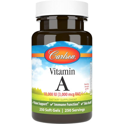 Carlson Vitamin A 10,000 IU softgels bottle front view