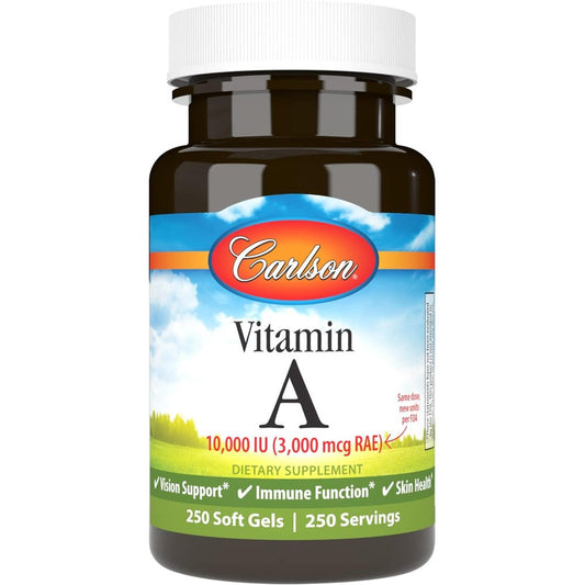 Carlson Vitamin A 10,000 IU softgels bottle front view
