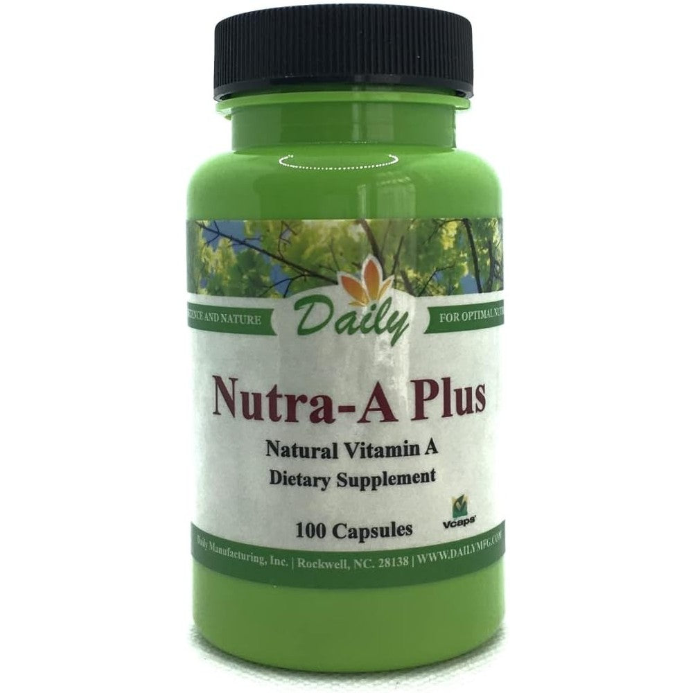 Daily Manufacturing Nutra-A Plus Vitamin A capsules front view bottle packaging
