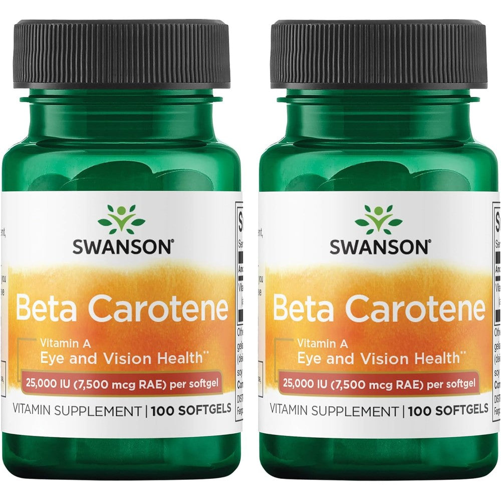 Swanson beta carotene vitamin a softgels front view bottle