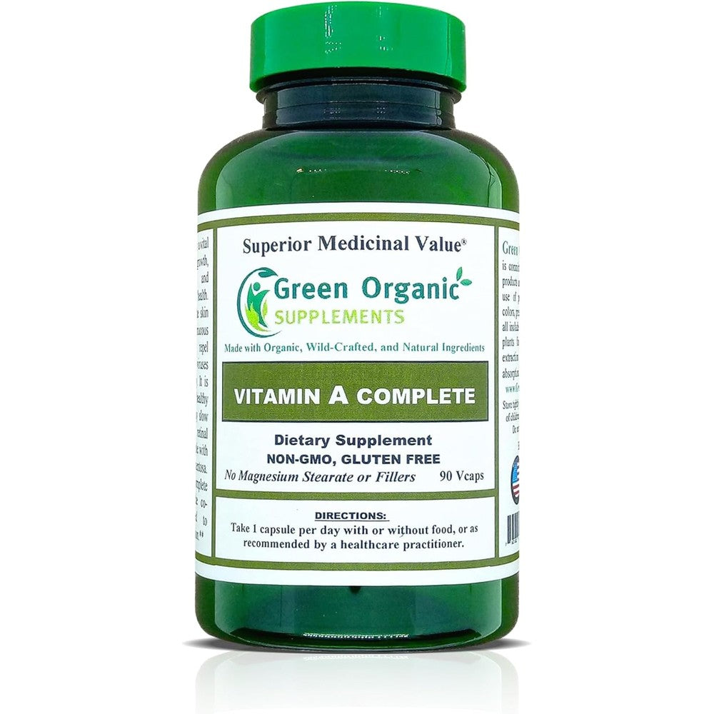 Green Organic Supplements Vitamin A 15000 IU front bottle view