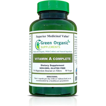 Green Organic Supplements Vitamin A 15000 IU front bottle view