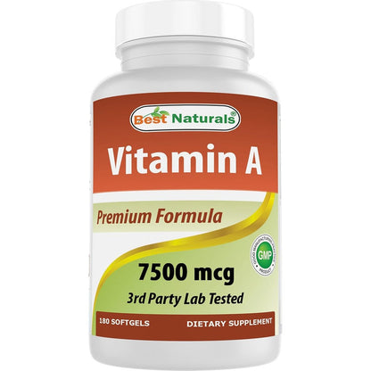 Best Naturals Vitamin A 25000 IU 180 softgels bottle front view