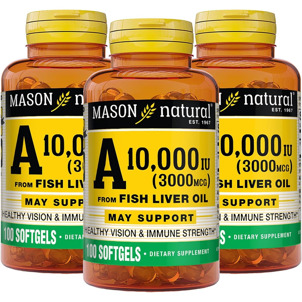 Mason Natural Vitamin A fish liver oil softgels front view