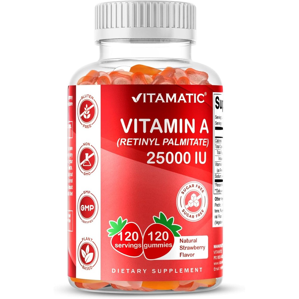 Vitamatic vitamin a gummies front view bottle