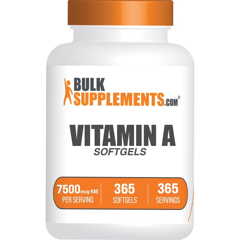 BulkSupplements Vitamin A 25000 IU softgels bottle front view