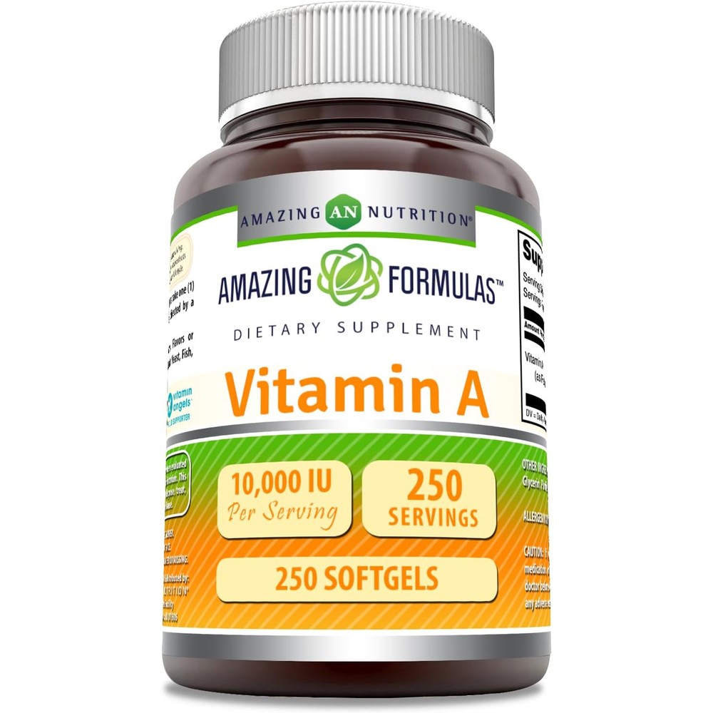 Amazing Nutrition Vitamin A 10000 IU softgels bottle front view supplement