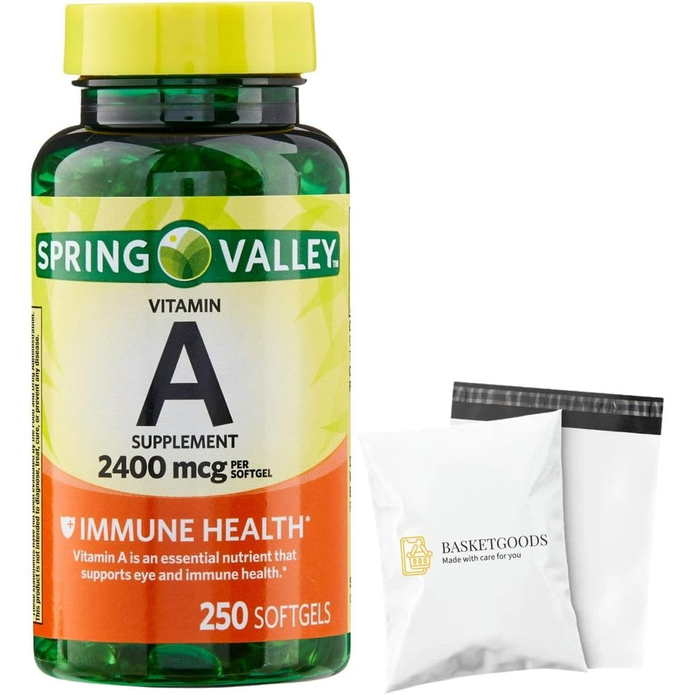 Spring Valley Vitamin A 2400 Mcg 250 Softgels front view bottle