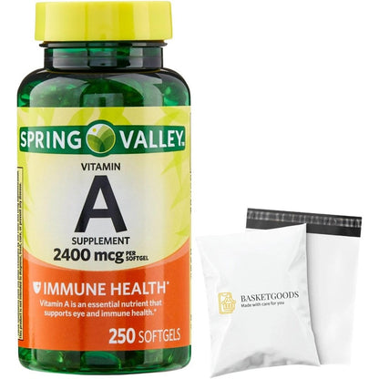 Spring Valley Vitamin A 2400 mcg 250 softgels front bottle view