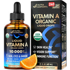 NutraHarmony Organic Vitamin A Liquid Drops front view bottle and box packaging
