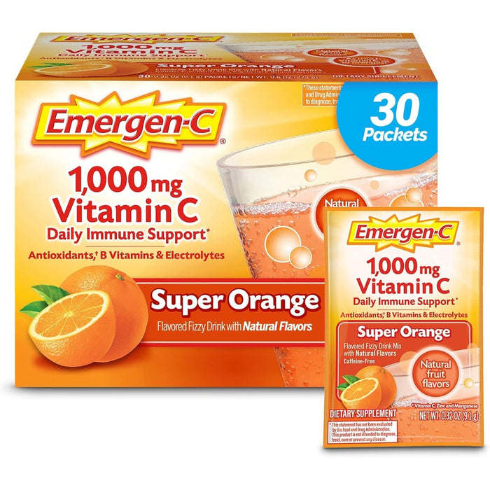 Emergen-C Vitamin C Super Orange 30 Packets Box front view
