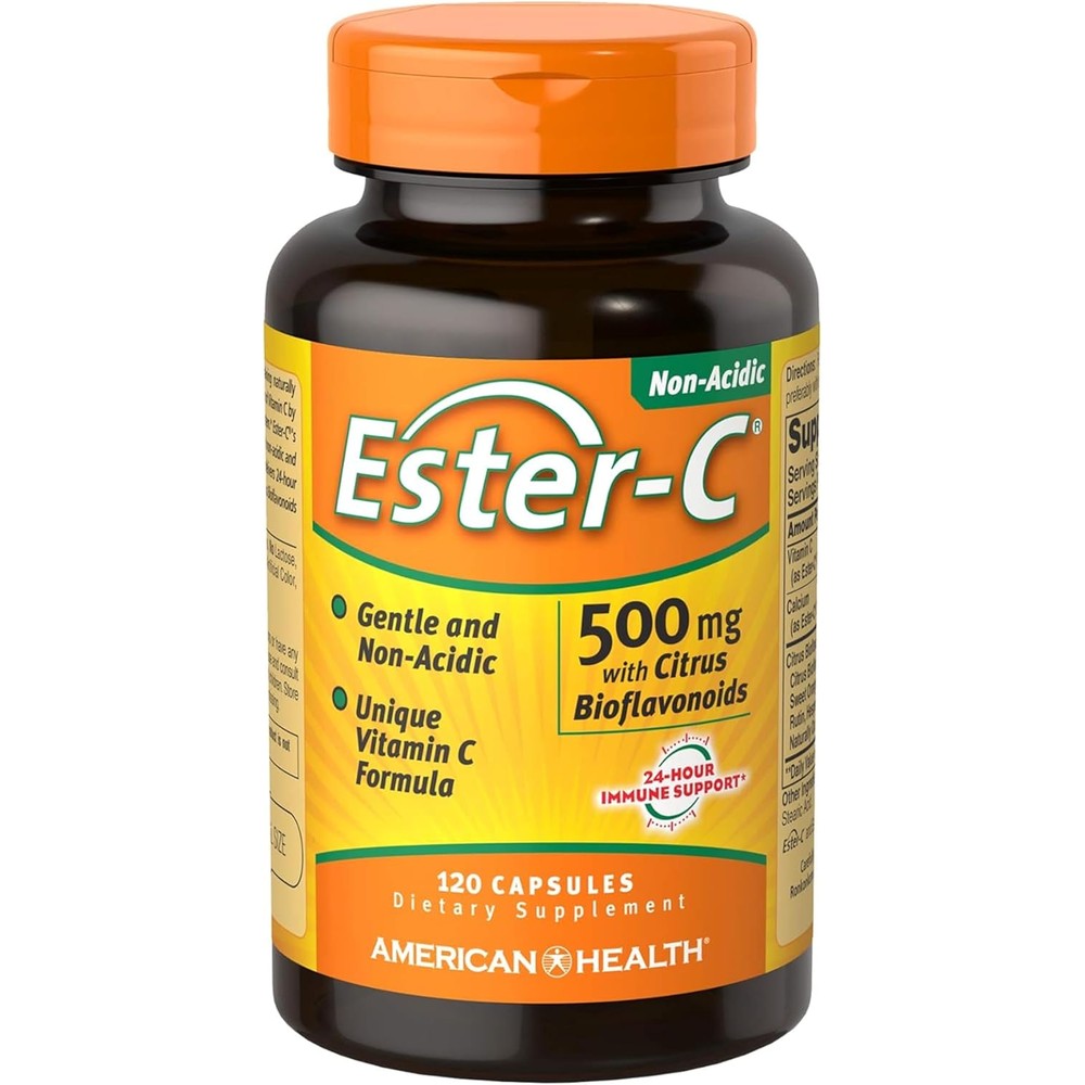 American Health Ester-C 500 mg capsules front view bottle packaging