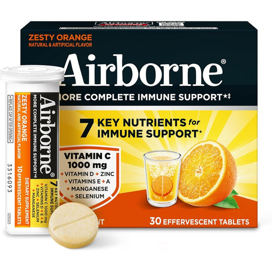 Airborne Vitamin C 1000mg Effervescent Immune Support Tablets front packaging