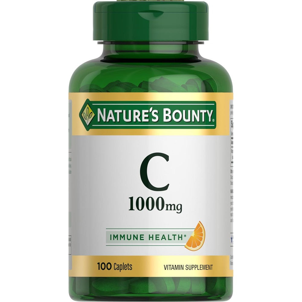 Natures Bounty Vitamin C 1000mg front view bottle caplets supplement