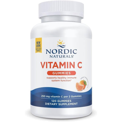 Nordic Naturals Vitamin C Tart Tangerine Immune Support Gummies 120 Count front view bottle