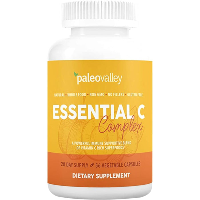Paleovalley Essential C Complex front bottle view organic vitamin C supplement