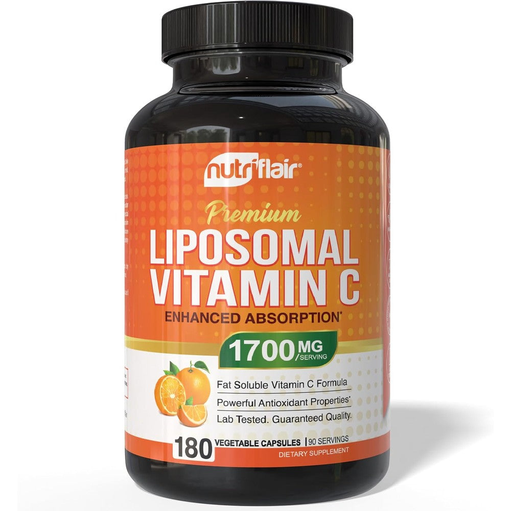 NutriFlair Liposomal Vitamin C 1700mg capsules front bottle view