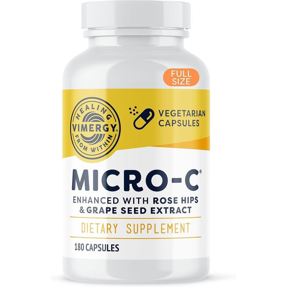 Vimergy Micro C 500mg Vitamin C 180 Vegetarian Capsules front view bottle