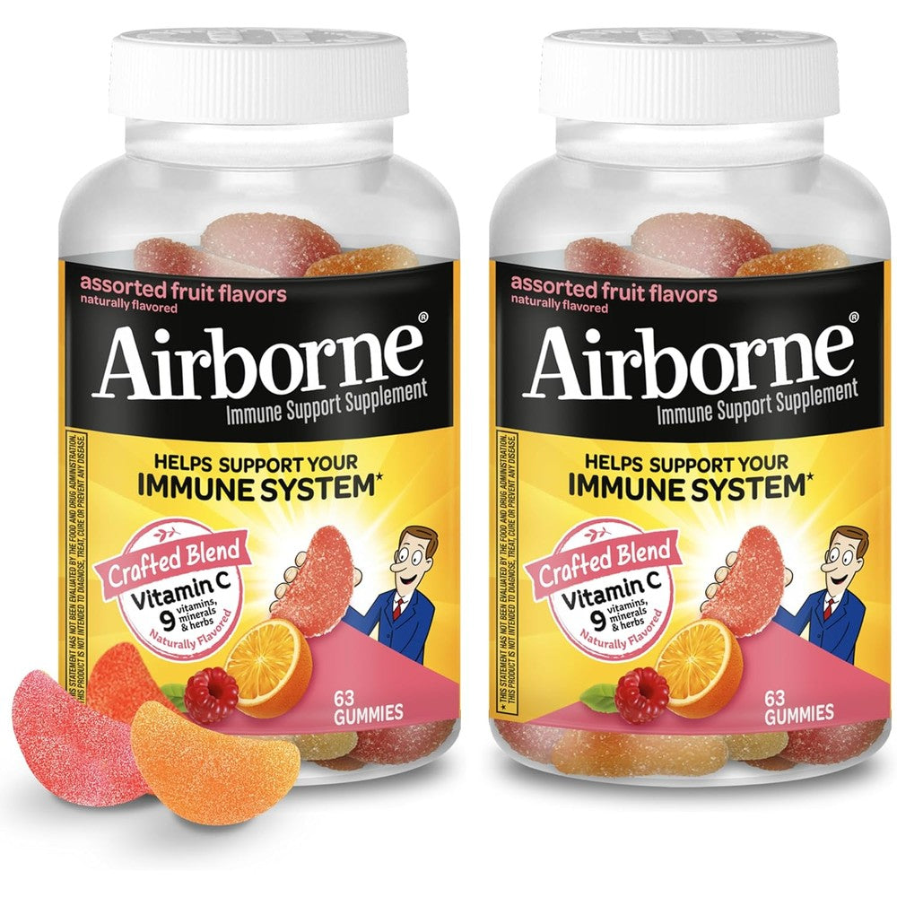 Airborne Vitamin C 750mg gummies front view bottle packaging