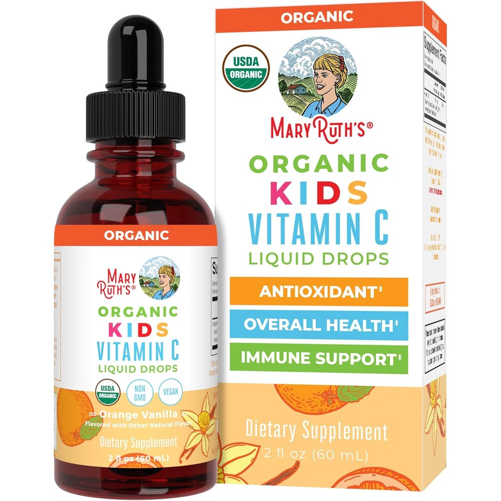 MaryRuth's organic kids vitamin c liquid drops bottle front view
