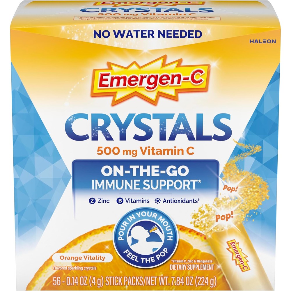 Emergen-C Crystals Orange Vitality front view packaging box