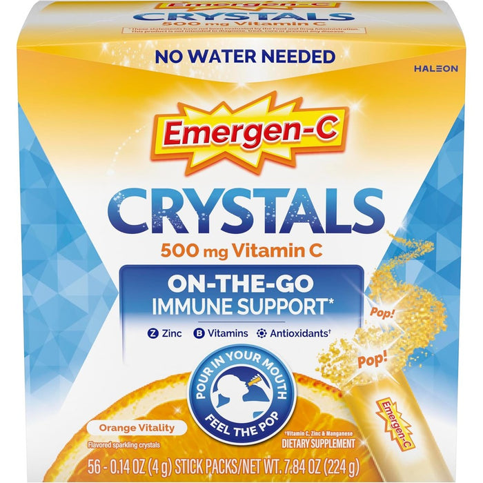 Emergen-C Crystals Orange Vitality front view packaging box