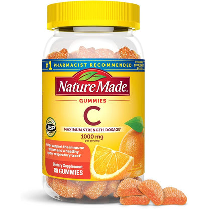 Nature Made Vitamin C Gummies front view bottle for adult immune support.